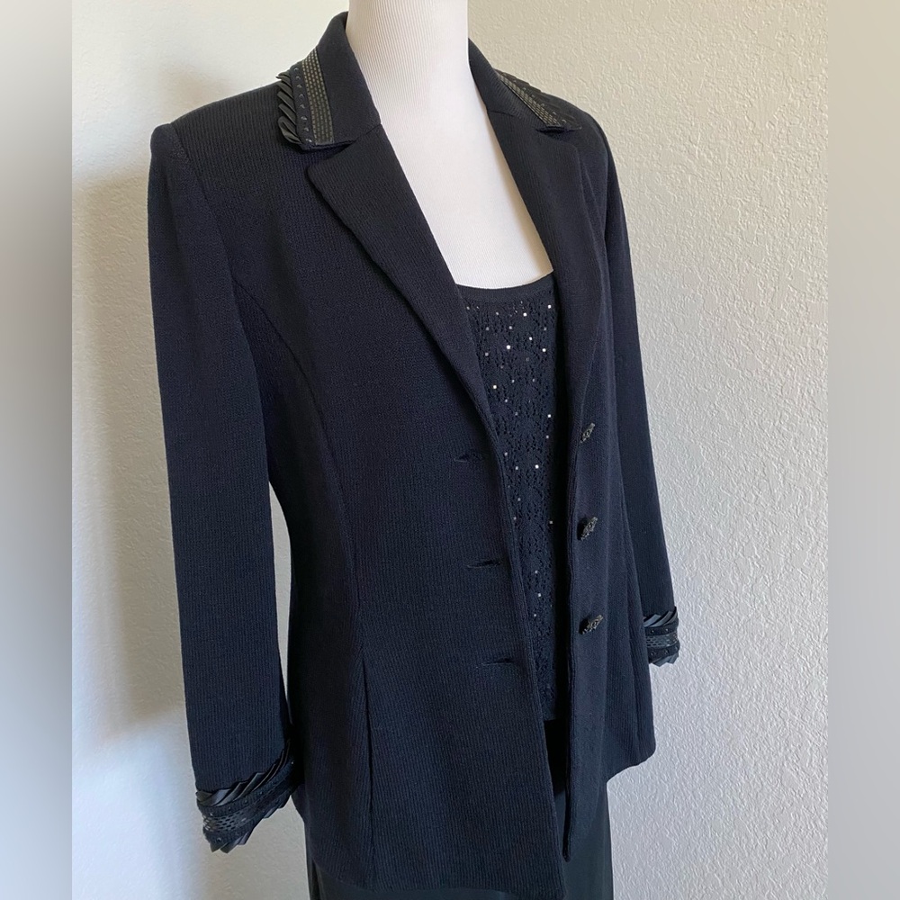 SOLD St. John NWT Black Sequin Embellished Knit Scoop-Neck Top Originally $470